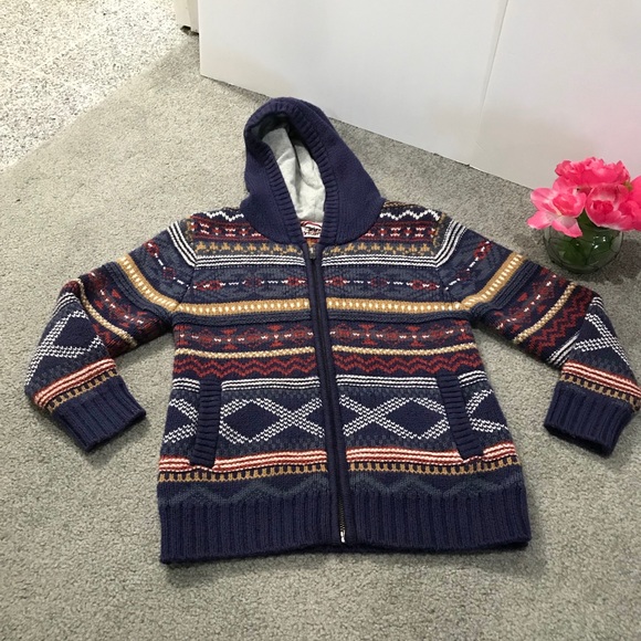 HANNA ANDERSSON Full Zip Fair Isle Hooded Sweater